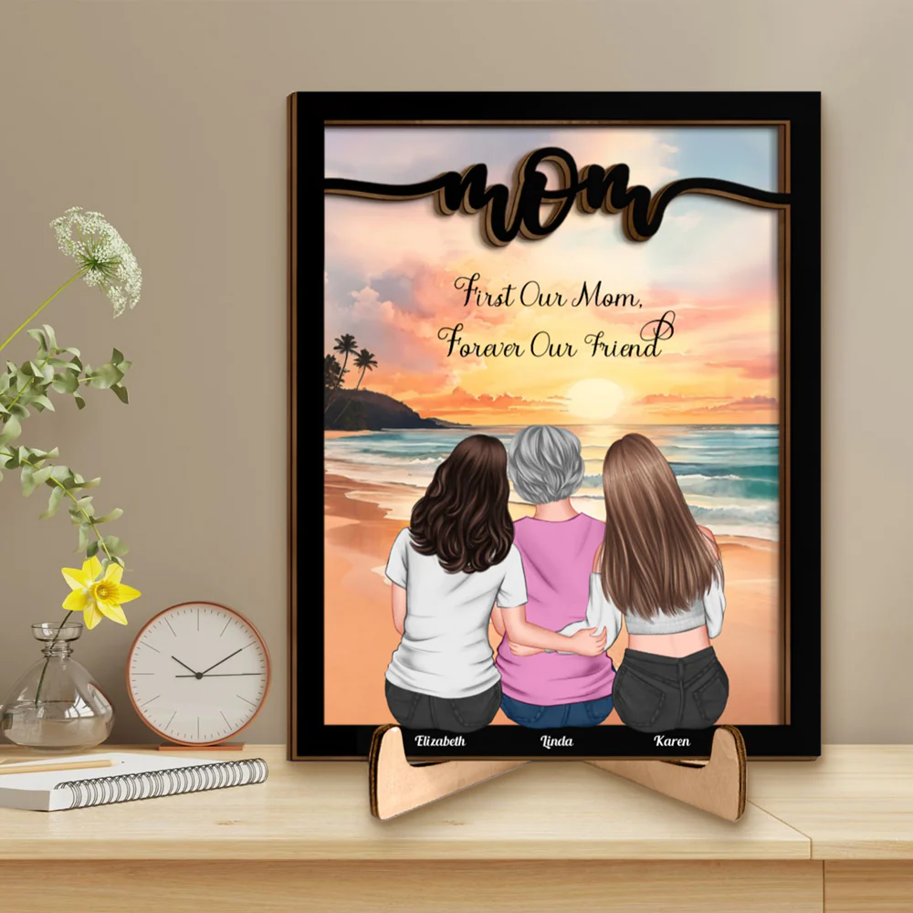 Mother and Daughters Forever Linked Together – Custom Plaque for Family Love and Memories