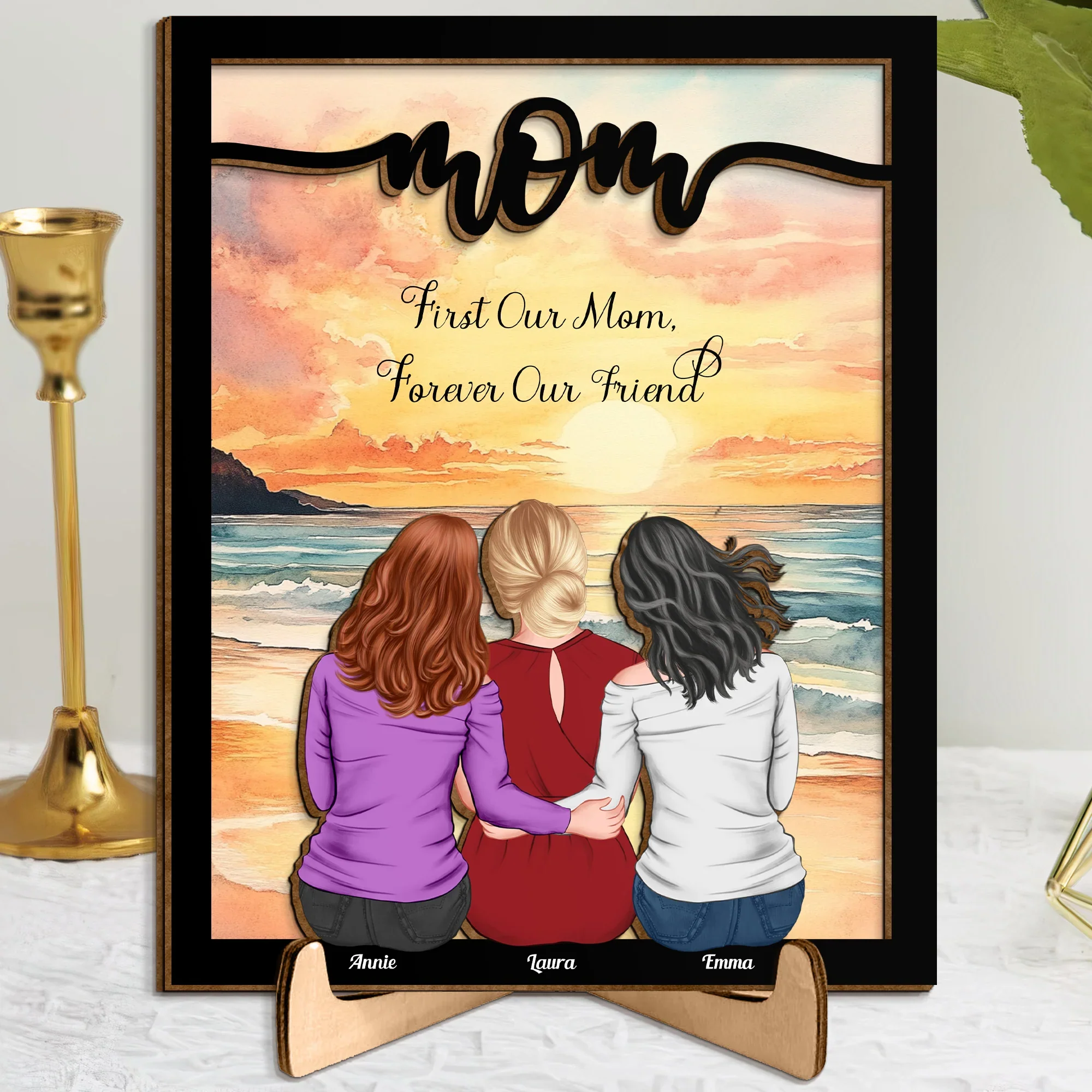 Mother and Daughters Forever Linked Together – Custom Plaque for Family Love and Memories - Image 4