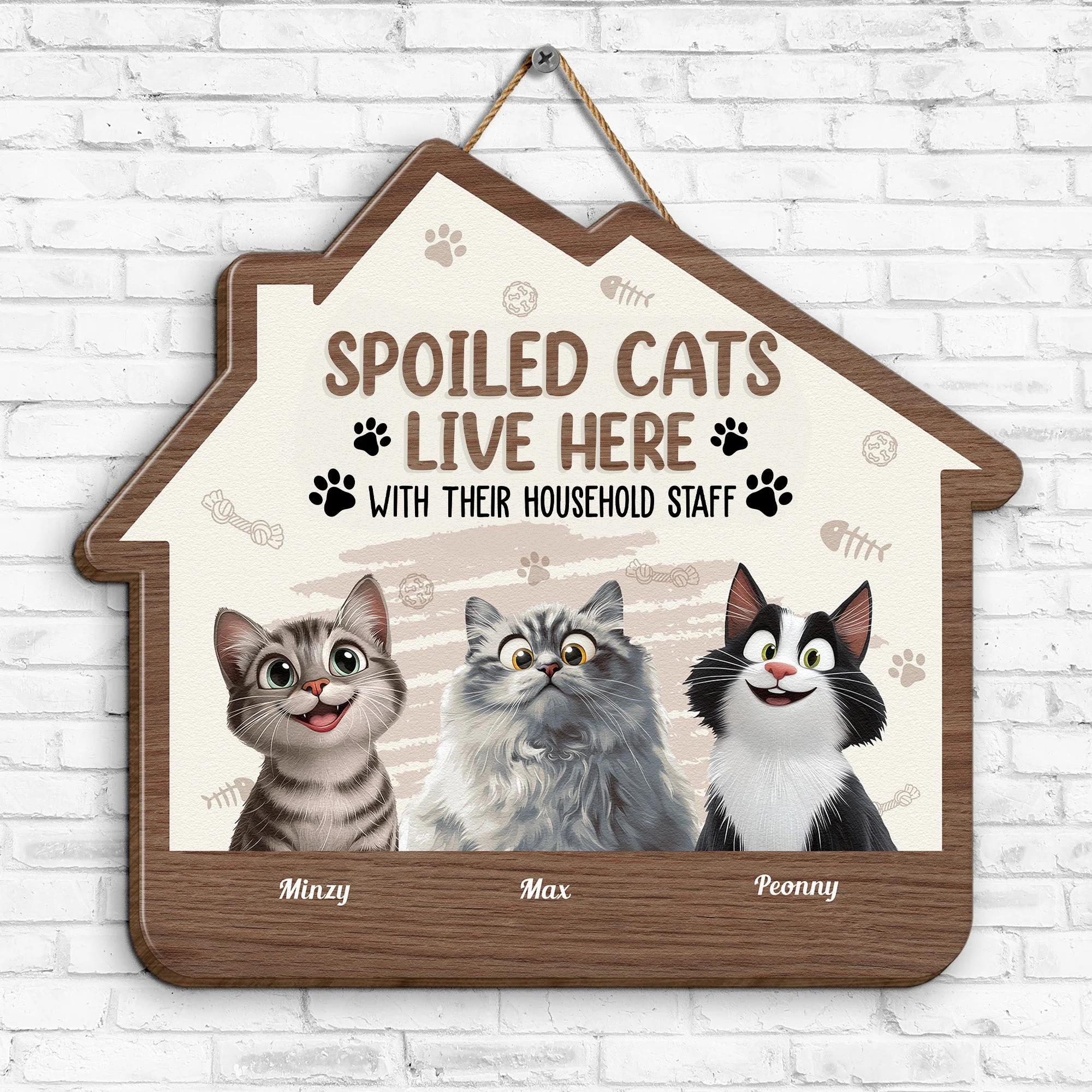 Spoiled Cats Live Here – Fun Wooden Sign with Customizable Pet Names for Cat Lovers - Image 6