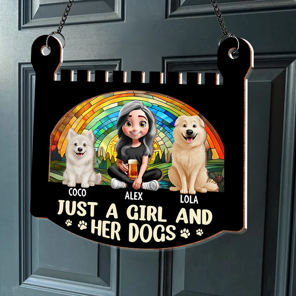 Personalized Girl & Dog Acrylic Ornament - Custom Wood Layered Gift - Image 2