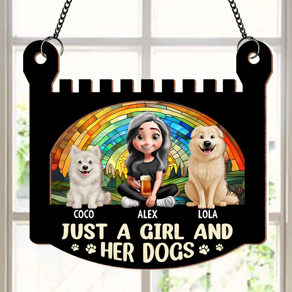 Personalized Girl & Dog Acrylic Ornament - Custom Wood Layered Gift - Image 4