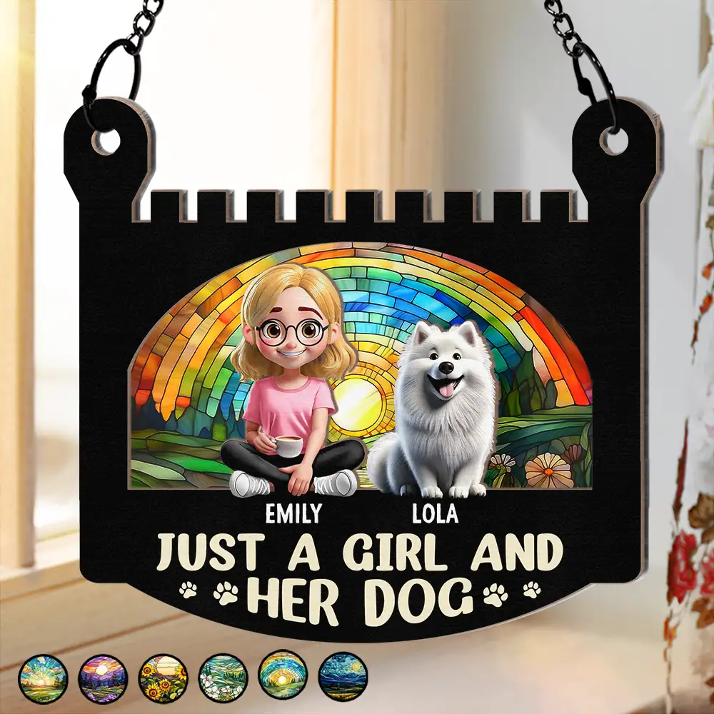 Personalized Girl & Dog Acrylic Ornament - Custom Wood Layered Gift - Image 5