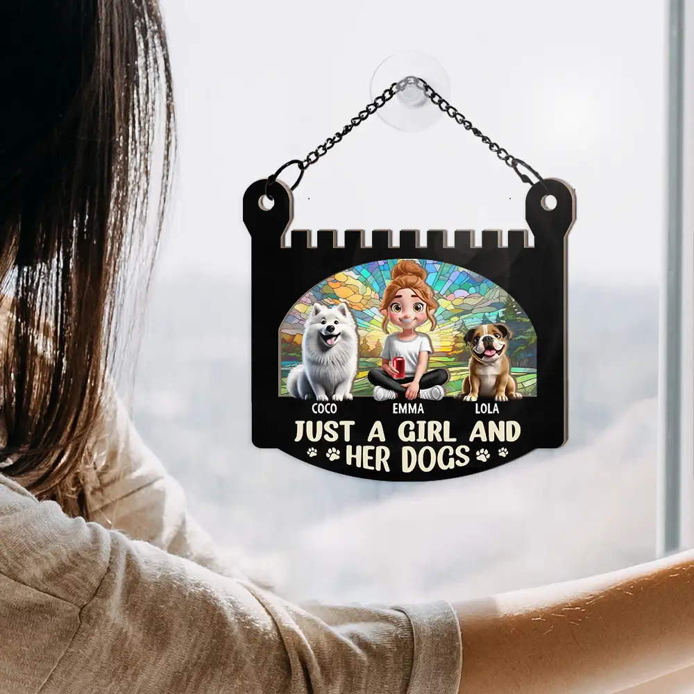 Personalized Girl & Dog Acrylic Ornament - Custom Wood Layered Gift - Image 8