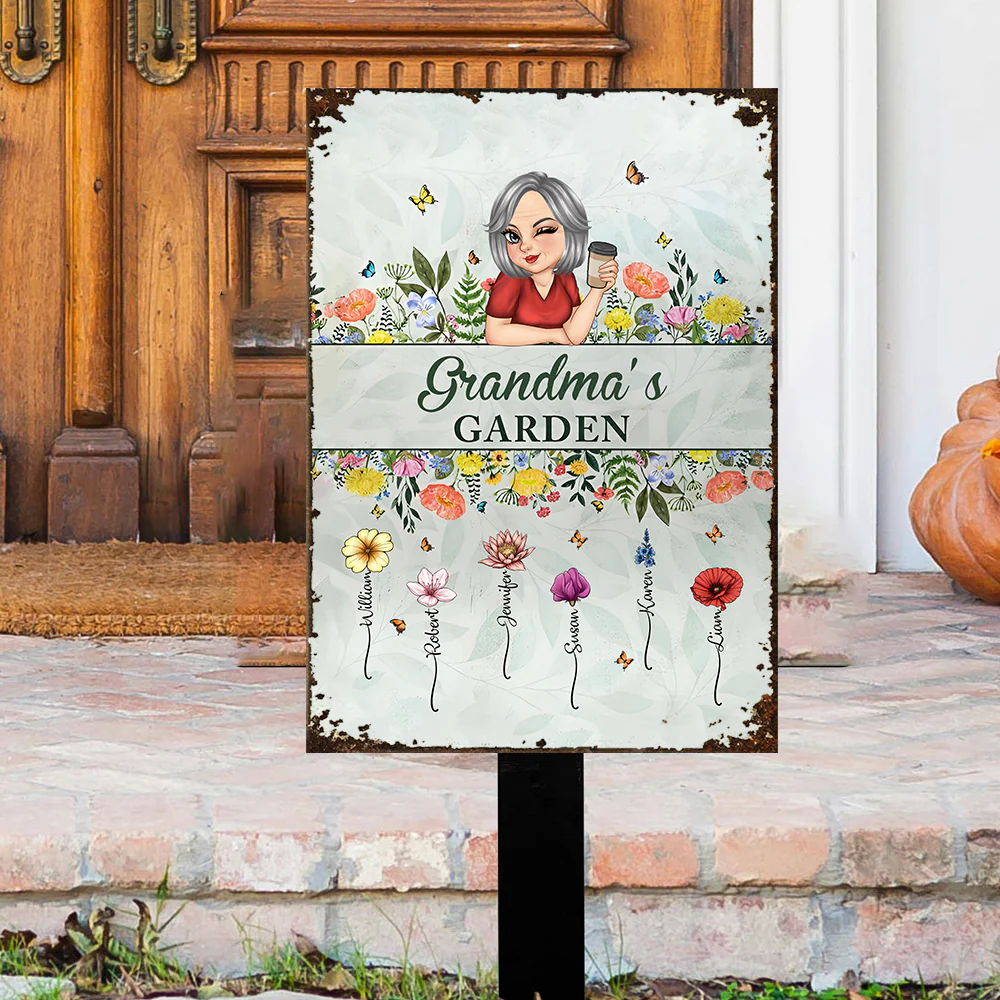 Personalized "Mommy’s Garden" Rectangular Iron Sign – Custom Flower Garden Sign for Mom, Ideal Gift for Mother's Day or Family Garden Lovers