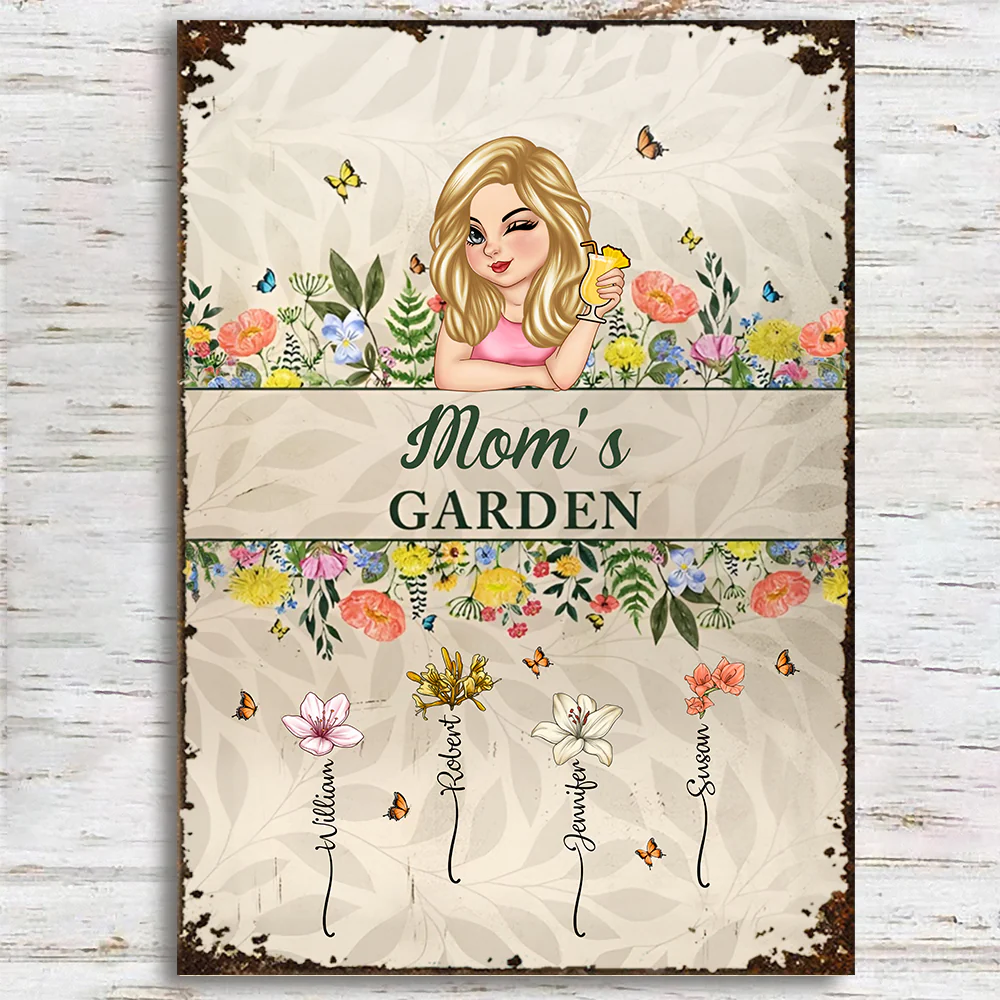 Personalized "Mommy’s Garden" Rectangular Iron Sign – Custom Flower Garden Sign for Mom, Ideal Gift for Mother's Day or Family Garden Lovers - Image 2
