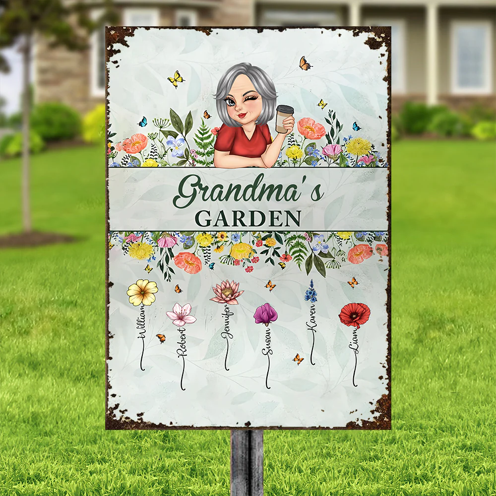 Personalized "Mommy’s Garden" Rectangular Iron Sign – Custom Flower Garden Sign for Mom, Ideal Gift for Mother's Day or Family Garden Lovers - Image 3