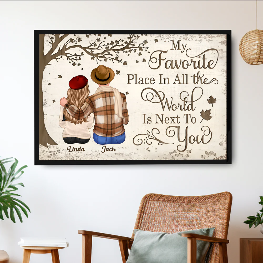 Personalized Couples Poster – Custom Name Romantic Canvas Print - Image 2