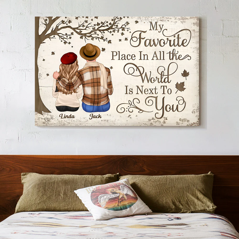 Personalized Couples Poster – Custom Name Romantic Canvas Print - Image 3