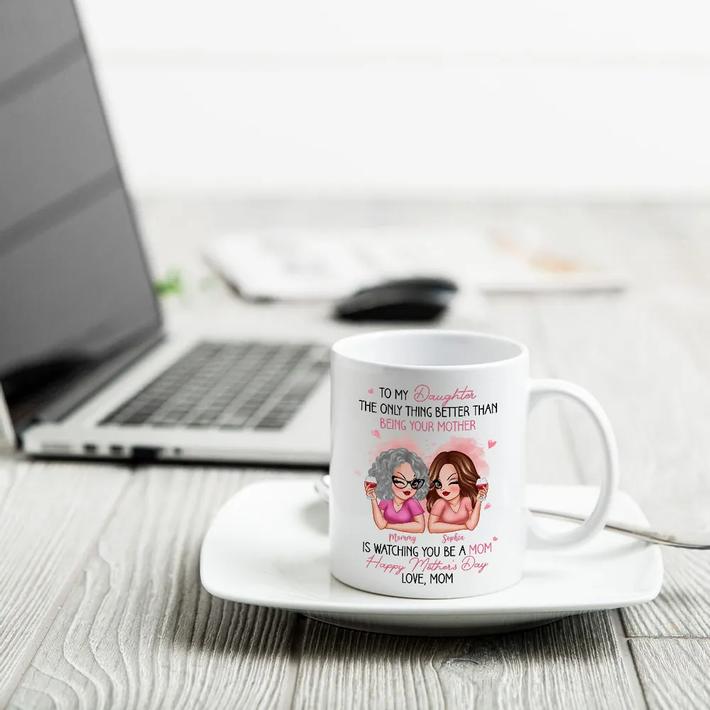 To My Daughter – Personalized Ceramic Mug , Perfect Gift for Mother and Daughter, Featuring a Fun Design with Winking Characters - Image 8