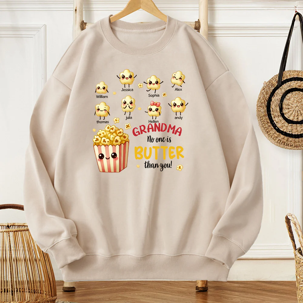 Grandma No One Is Butter Than You – Personalized Cloth, Fun Popcorn Design for Grandmothers, Ideal Gift for Family Gatherings - Image 5