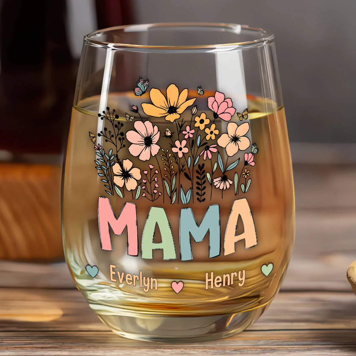 Personalized Wine Glass for Grandma with Colorful Flower Design, Customizable with Names of Grandchildren, Ideal Gift for Grandmothers on Special Occasions - Image 16
