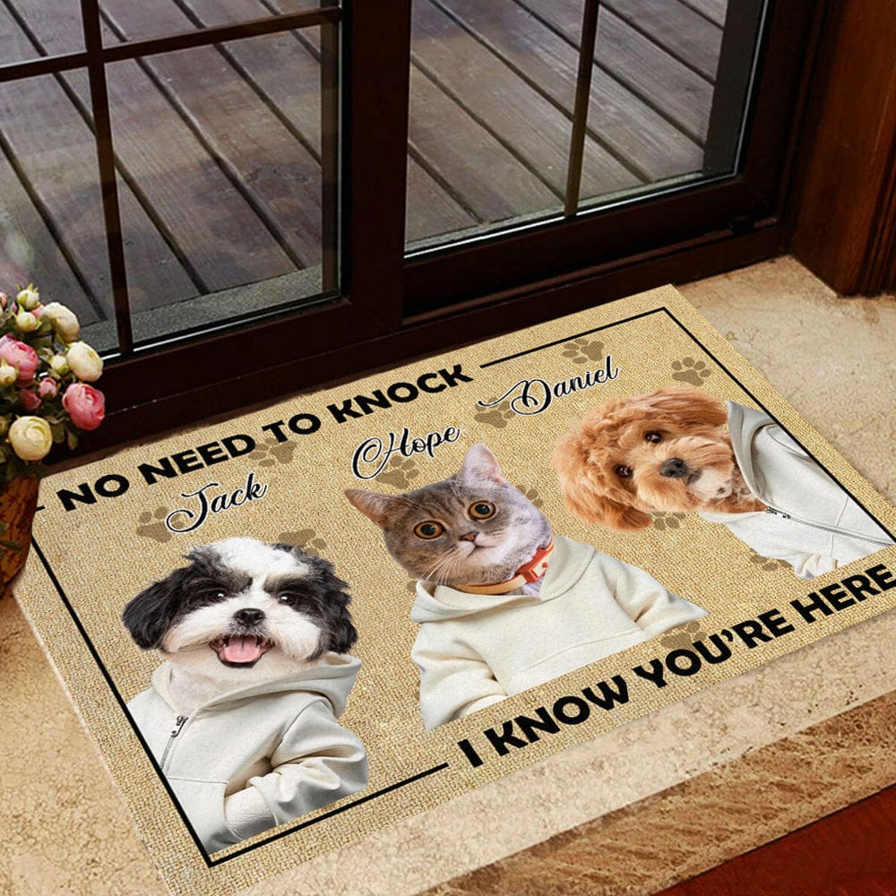 Personalized Doormat for Dog Lovers – Customizable Dog Photo Mat with Message, "No Need to Knock, I Know You’re Here", Perfect Gift for Pet Owners, Home Decor for Dog Families - Image 6