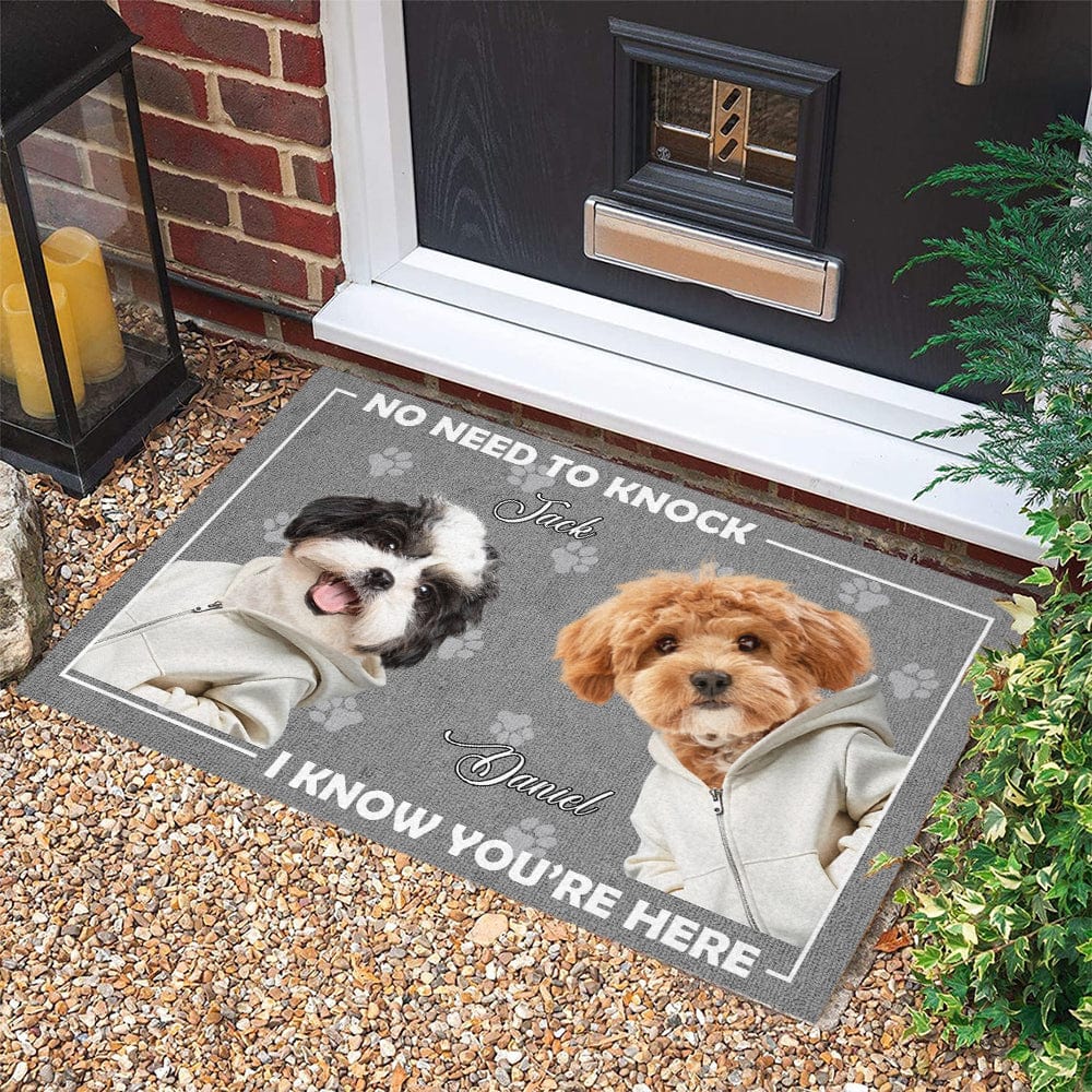 Personalized Doormat for Dog Lovers – Customizable Dog Photo Mat with Message, "No Need to Knock, I Know You’re Here", Perfect Gift for Pet Owners, Home Decor for Dog Families - Image 7