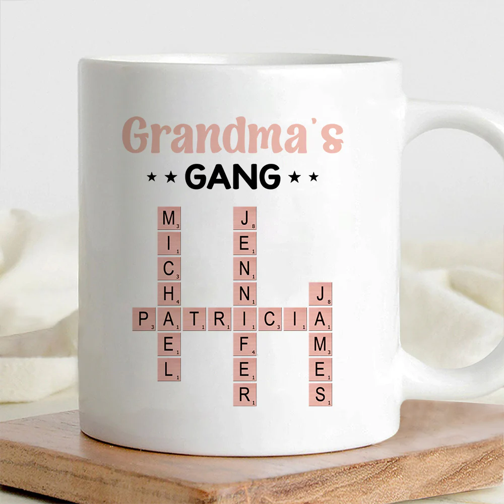Personalized Ceramic Mug for Grandma – Custom Design Featuring Her Grandkids' Names – Great Gift for Mother's Day