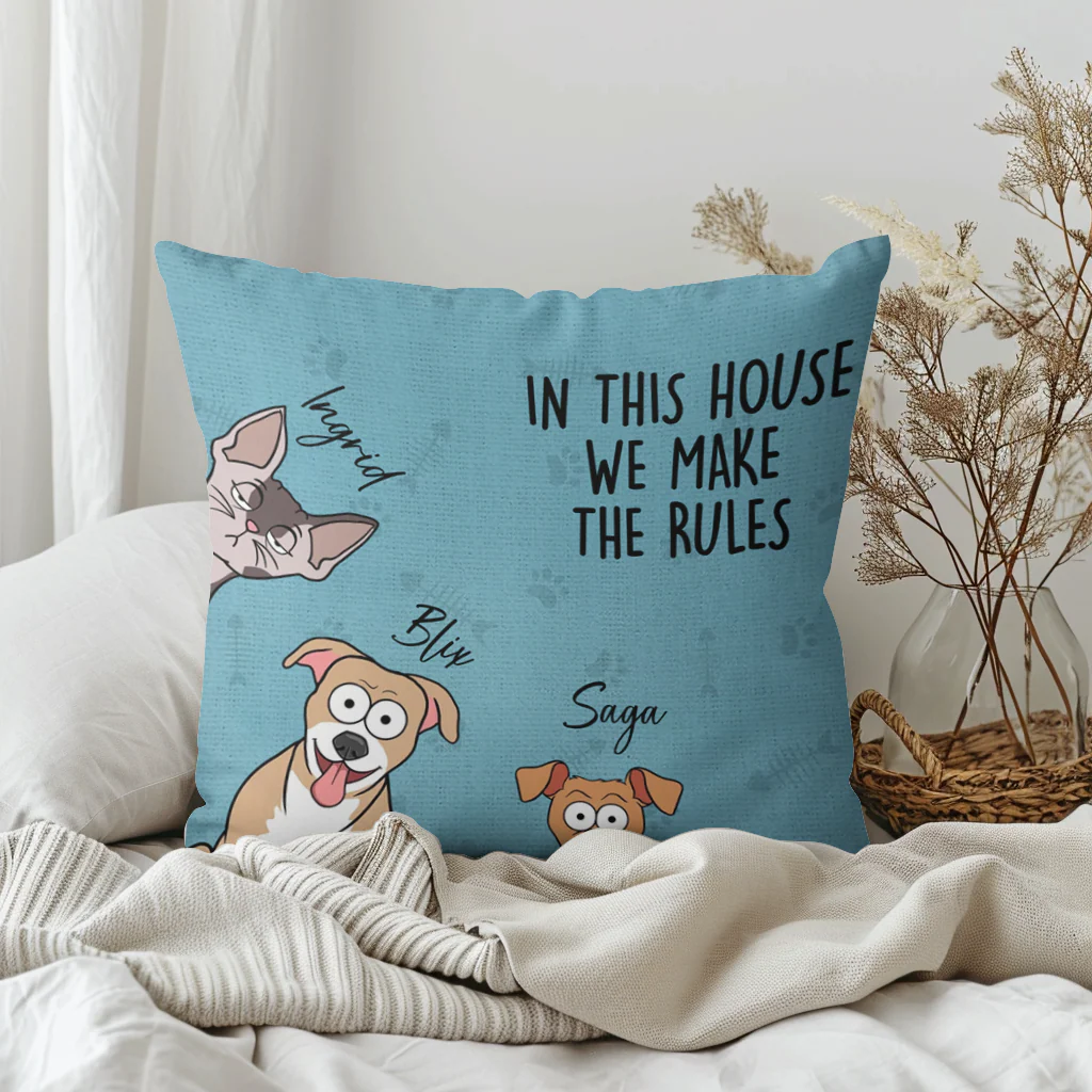 Custom Pillow with Cute Pets - Custom Square Pillow for Pets Lovers with Personalized Pet Design - Image 4
