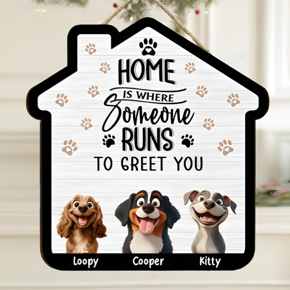 Cute Dog Family Wooden Sign – Perfect Home Decor for Pet Lovers - Image 4