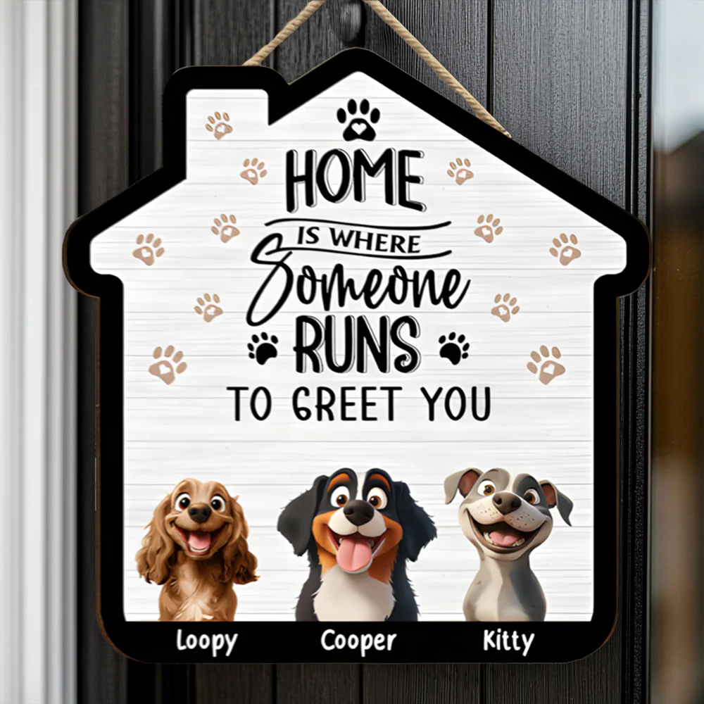 Cute Dog Family Wooden Sign – Perfect Home Decor for Pet Lovers - Image 5