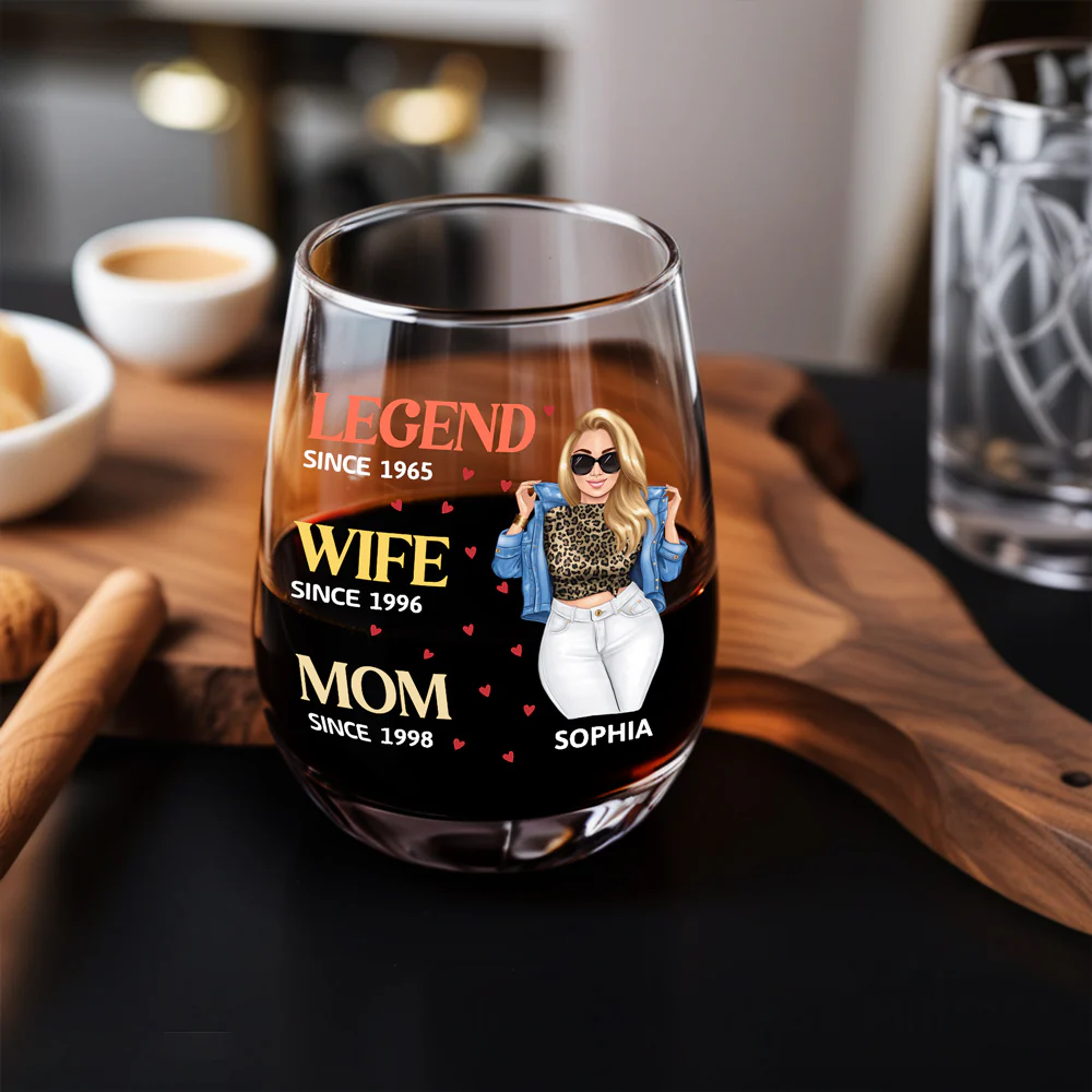 Unique Wine Glass for Her – Custom Design for Wife, Mom, and Grandma to Honor Their Journey - Image 2