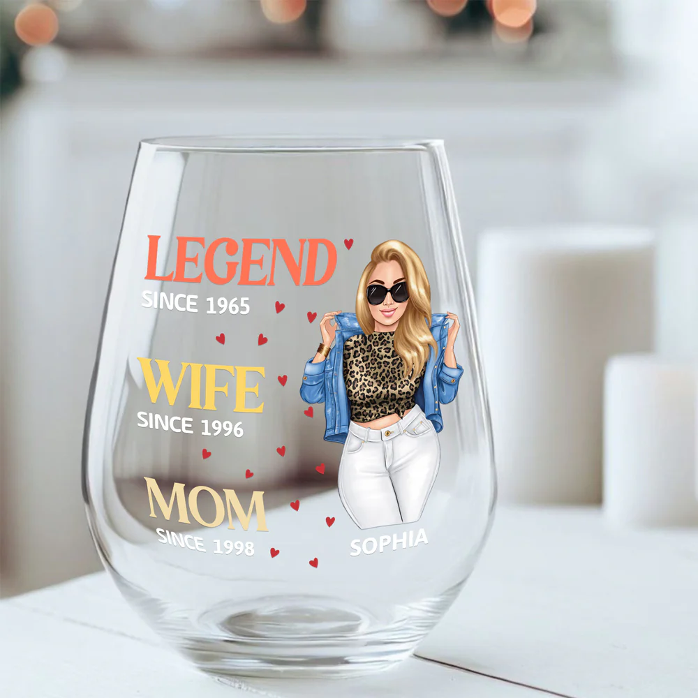 Unique Wine Glass for Her – Custom Design for Wife, Mom, and Grandma to Honor Their Journey - Image 3