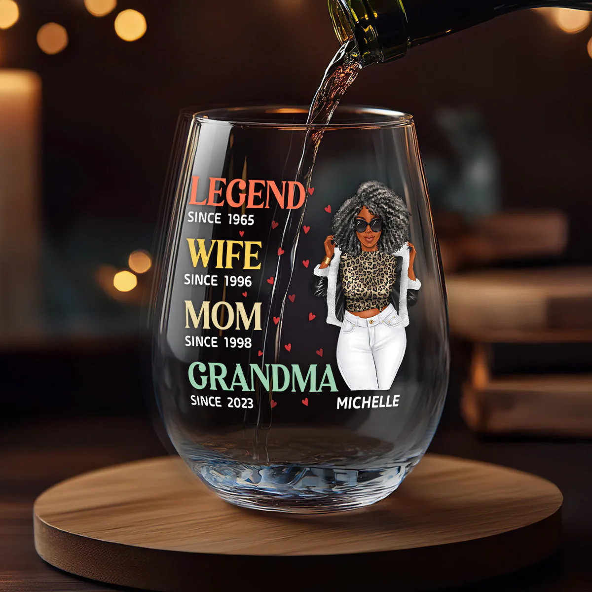 Unique Wine Glass for Her – Custom Design for Wife, Mom, and Grandma to Honor Their Journey - Image 4