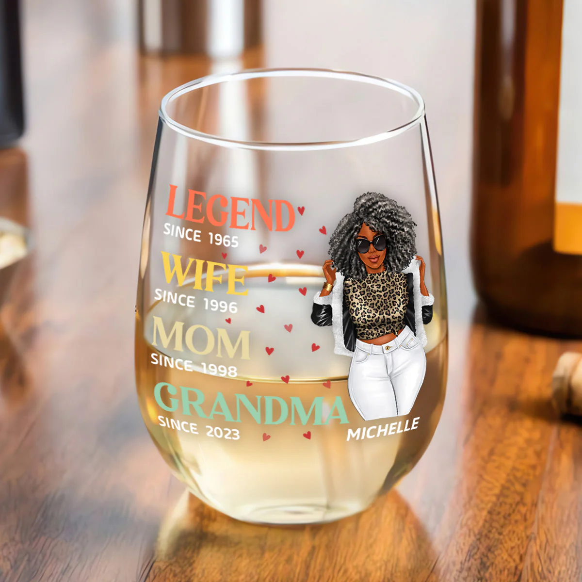 Unique Wine Glass for Her – Custom Design for Wife, Mom, and Grandma to Honor Their Journey - Image 5