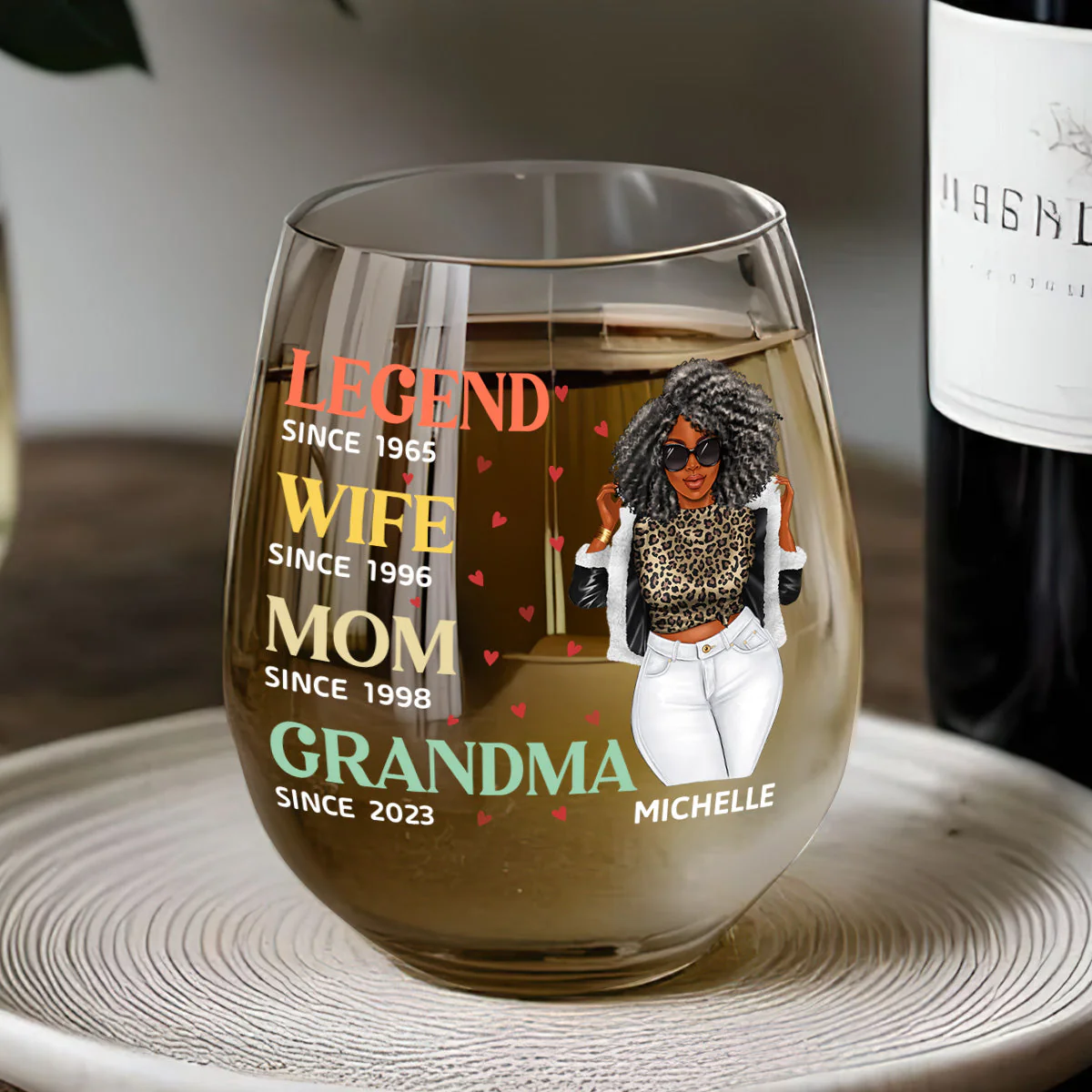 Unique Wine Glass for Her – Custom Design for Wife, Mom, and Grandma to Honor Their Journey - Image 6