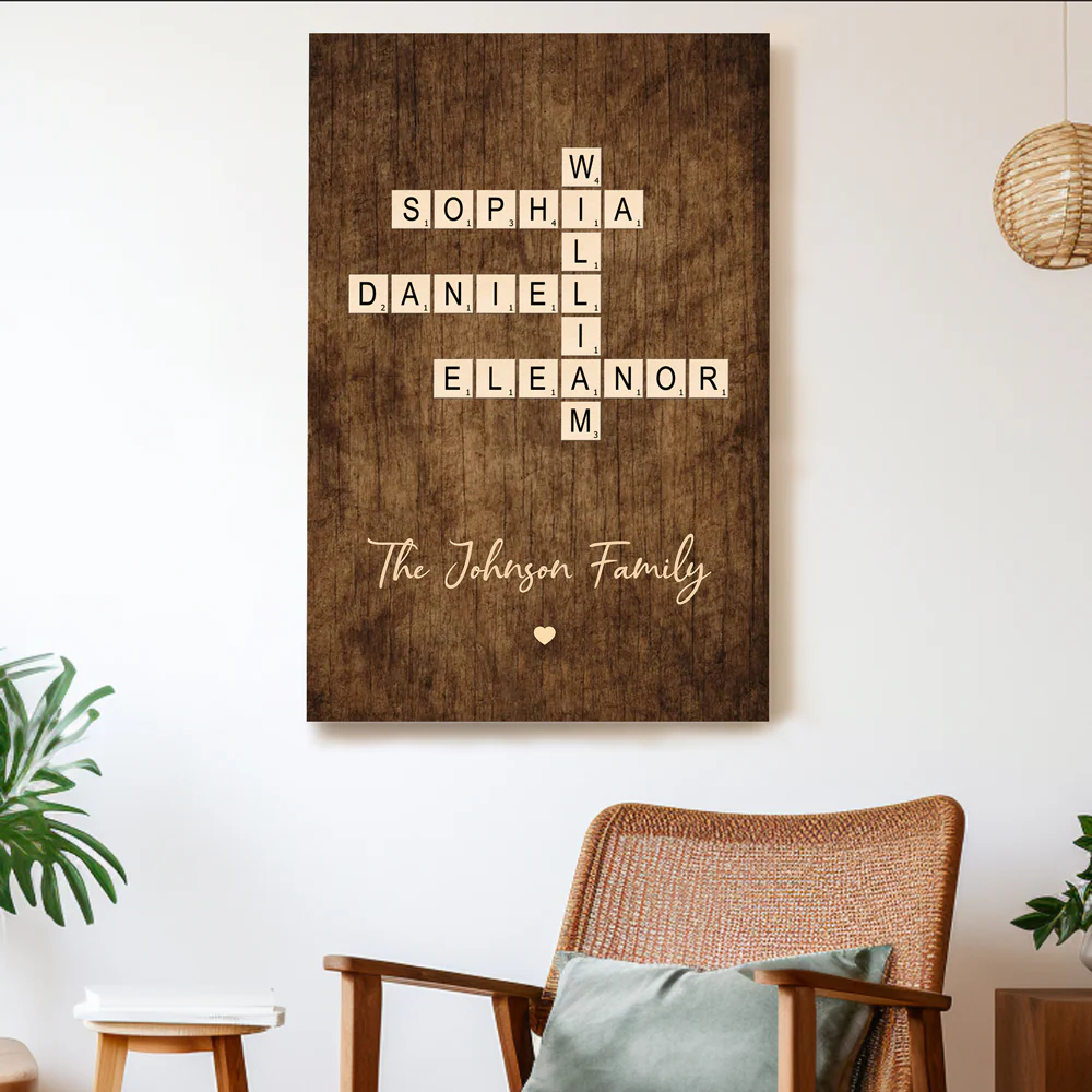 Scrabble Tile Family Name Poster – Personalized Scrabble-Inspired Poster for Family, Couples, or Housewarming Gift - Image 2