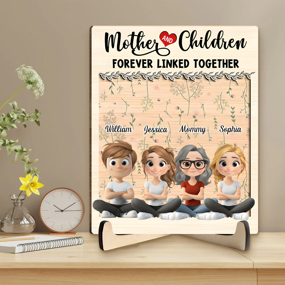 Personalized Family Plaque – Custom Wooden Decor for Mom & Daughters