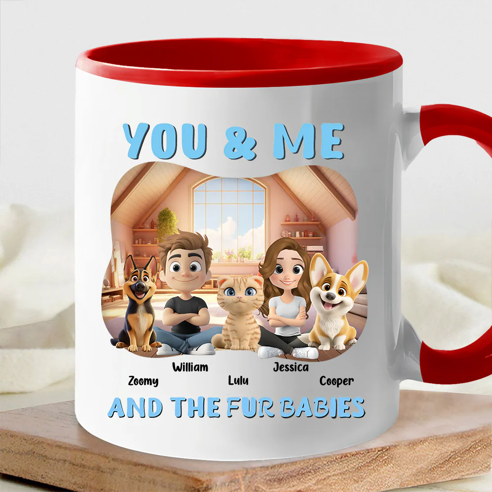 Personalized White Ceramic Couple & Dog Mug - Dog Lovers Gift - Image 3