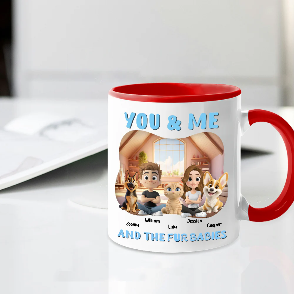 Personalized White Ceramic Couple & Dog Mug - Dog Lovers Gift - Image 4