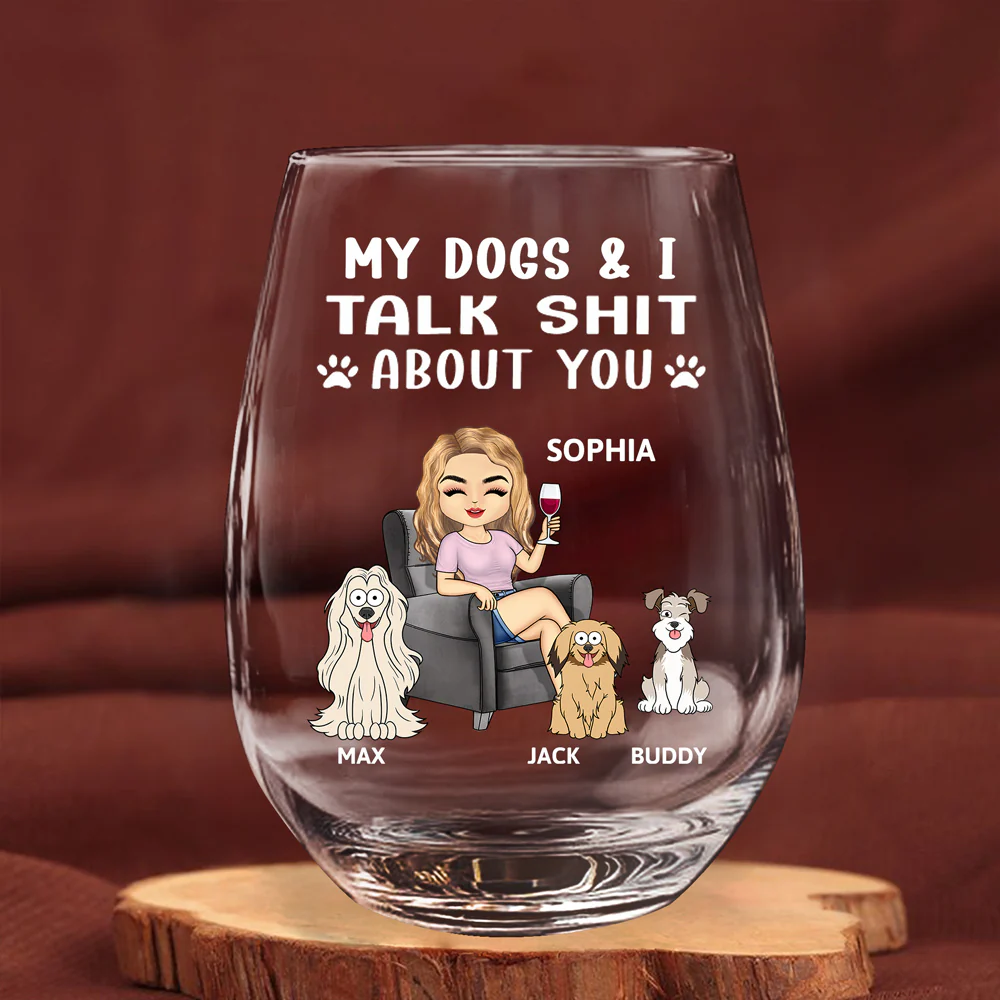 Personalized Wine Glass for Dog Lovers – Fun Gift for Her and Her Dog with Custom Design - Image 3