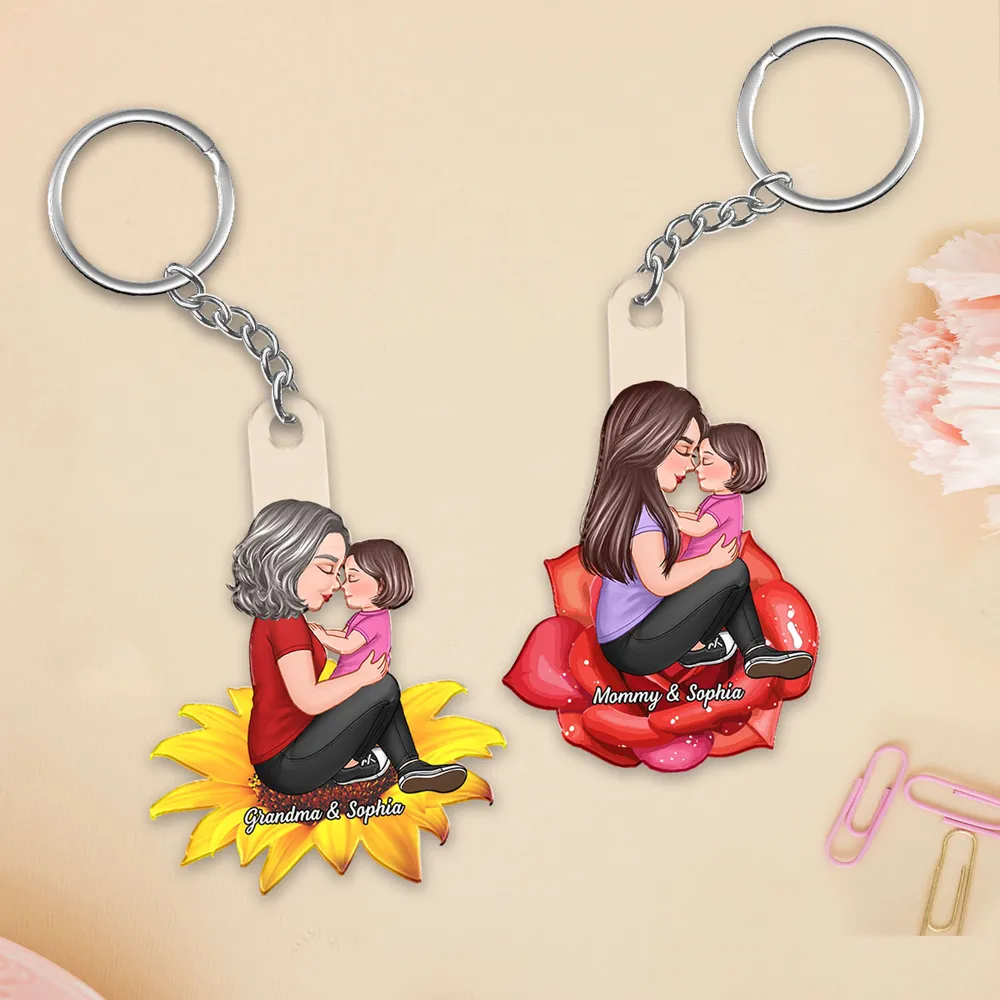 Personalized Grandma Acrylic Keychain with Sunflower Design - Image 4