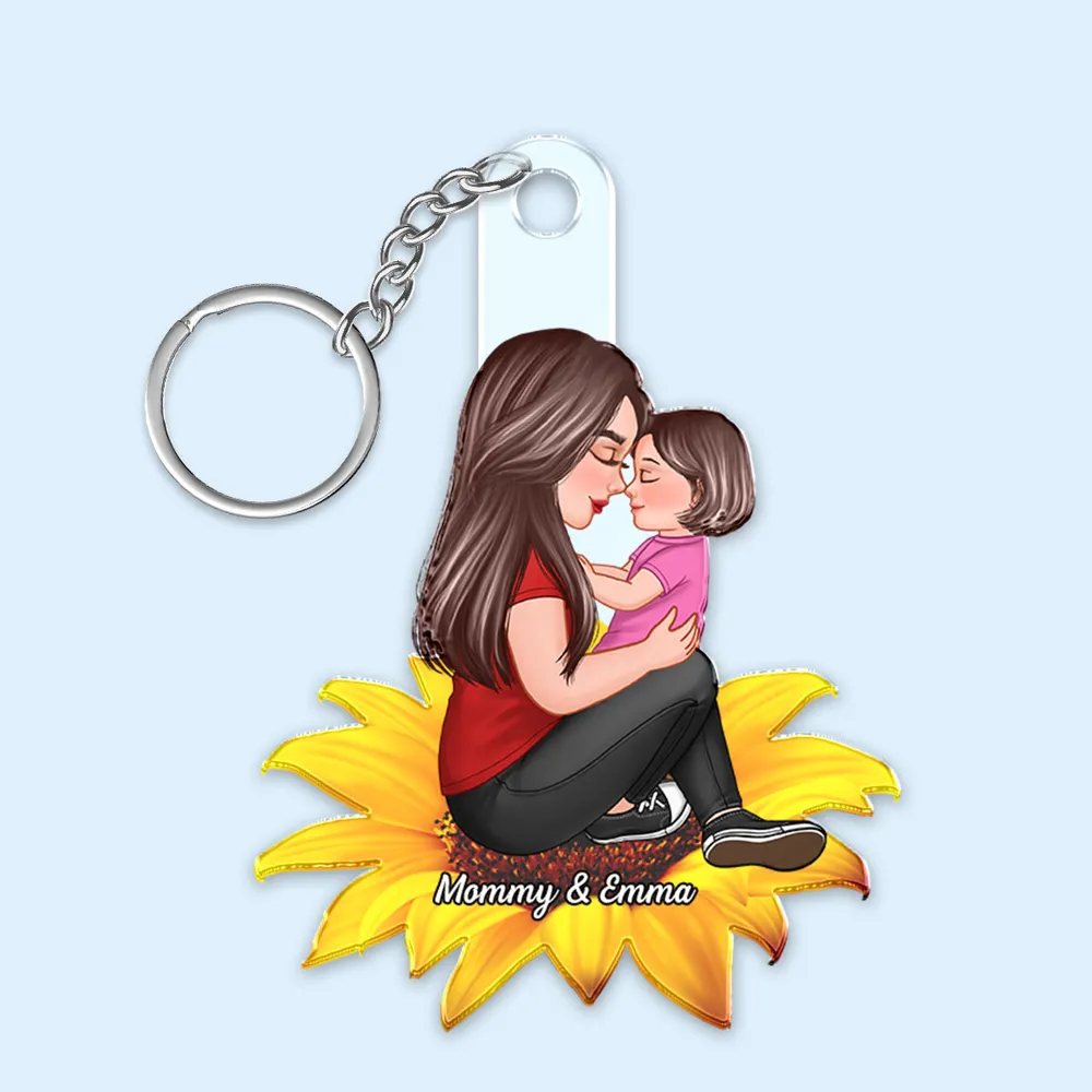 Personalized Grandma Acrylic Keychain with Sunflower Design - Image 5