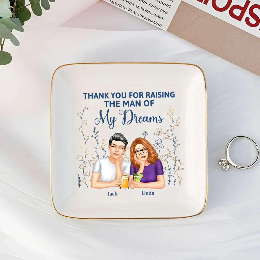 Thank You for Raising Me – Personalized Ceramic Jewelry Dish for Mother with Custom Names, Perfect Gift for Mother’s Day, Birthdays, or Special Occasions - Image 2