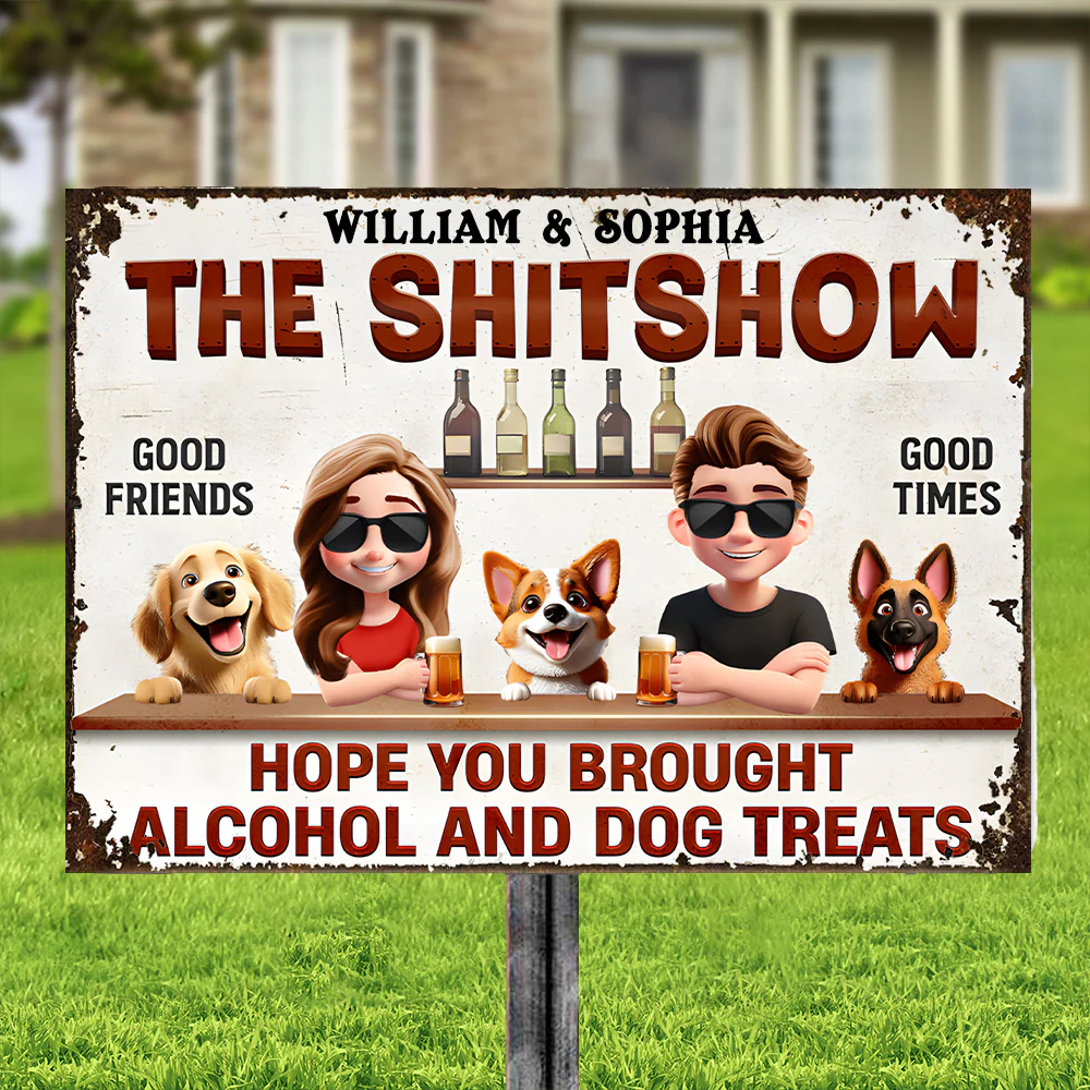 Personalized Iron Sign for Couples & Dog Lovers - Custom Outdoor Decor