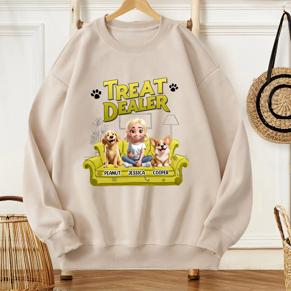 Treat Dealer – Funny Personalized Dog Lover T-Shirt, Women’s Tee, Sweatshirt and Hoodie – Ideal Gift for Dog Owners and Pet Lovers - Image 4