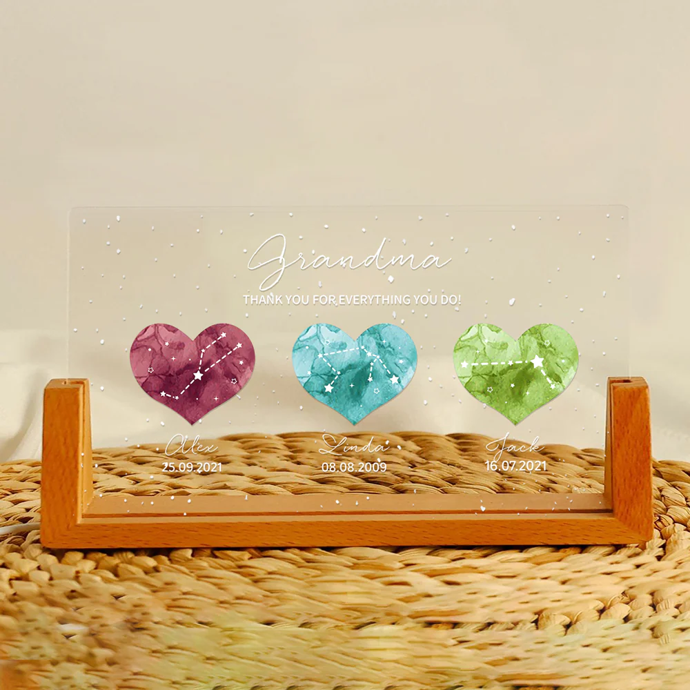 Grandma - A Heartfelt Thank You – LED Light Frame with Custom Heart Designs and Family Birthdays – Perfect Personalized Gift for Grandmothers - Image 3