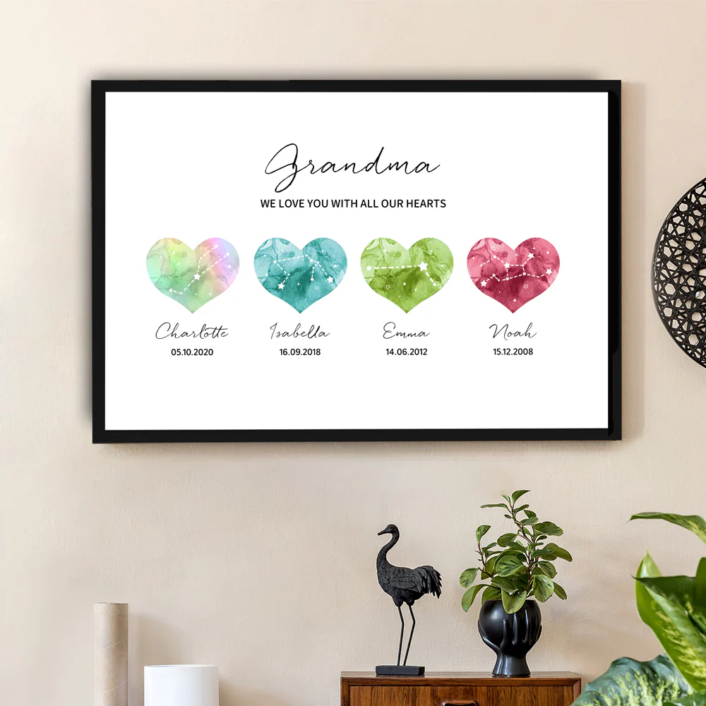 Grandma - A Heartfelt Thank You – LED Light Frame with Custom Heart Designs and Family Birthdays – Perfect Personalized Gift for Grandmothers - Image 6