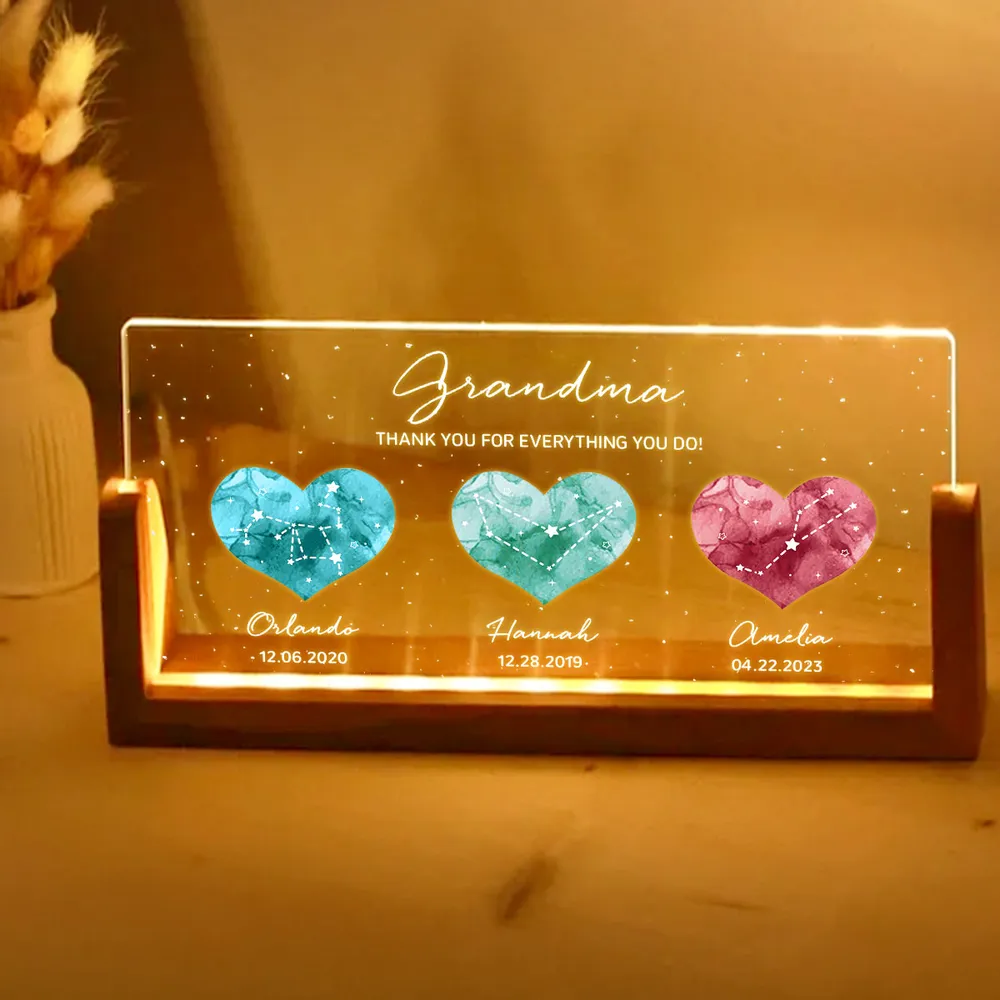 Grandma - A Heartfelt Thank You – LED Light Frame with Custom Heart Designs and Family Birthdays – Perfect Personalized Gift for Grandmothers - Image 7
