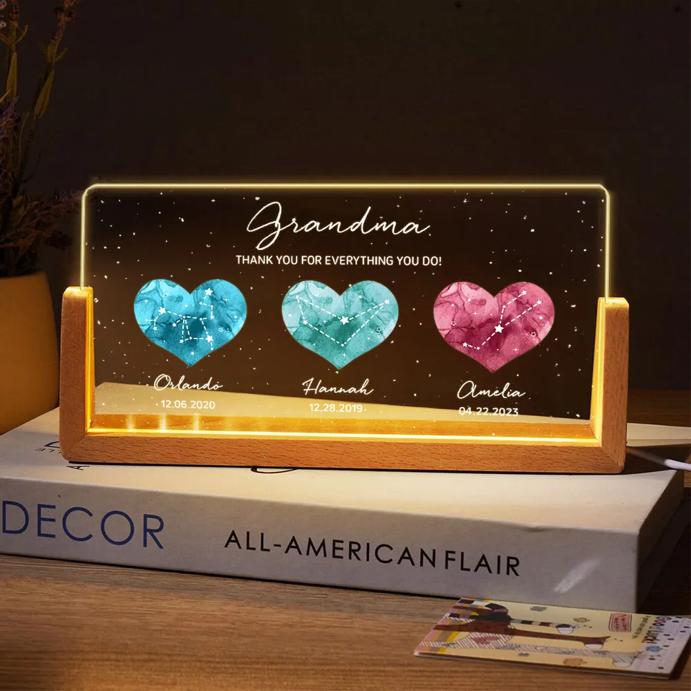 Grandma - A Heartfelt Thank You – LED Light Frame with Custom Heart Designs and Family Birthdays – Perfect Personalized Gift for Grandmothers - Image 9