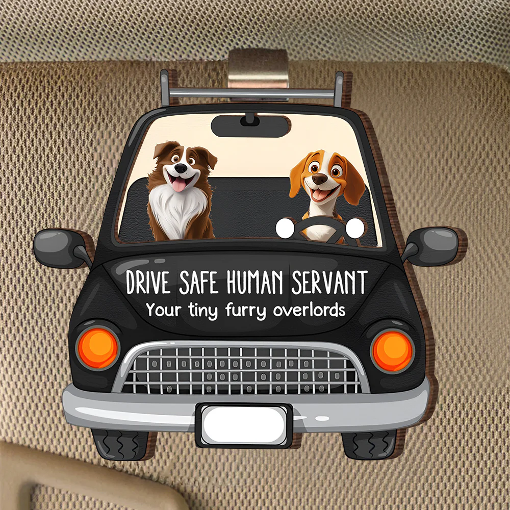 Personalized Dog Car Visor Clip - 'Drive Safe' Custom Pet Illustration Gift