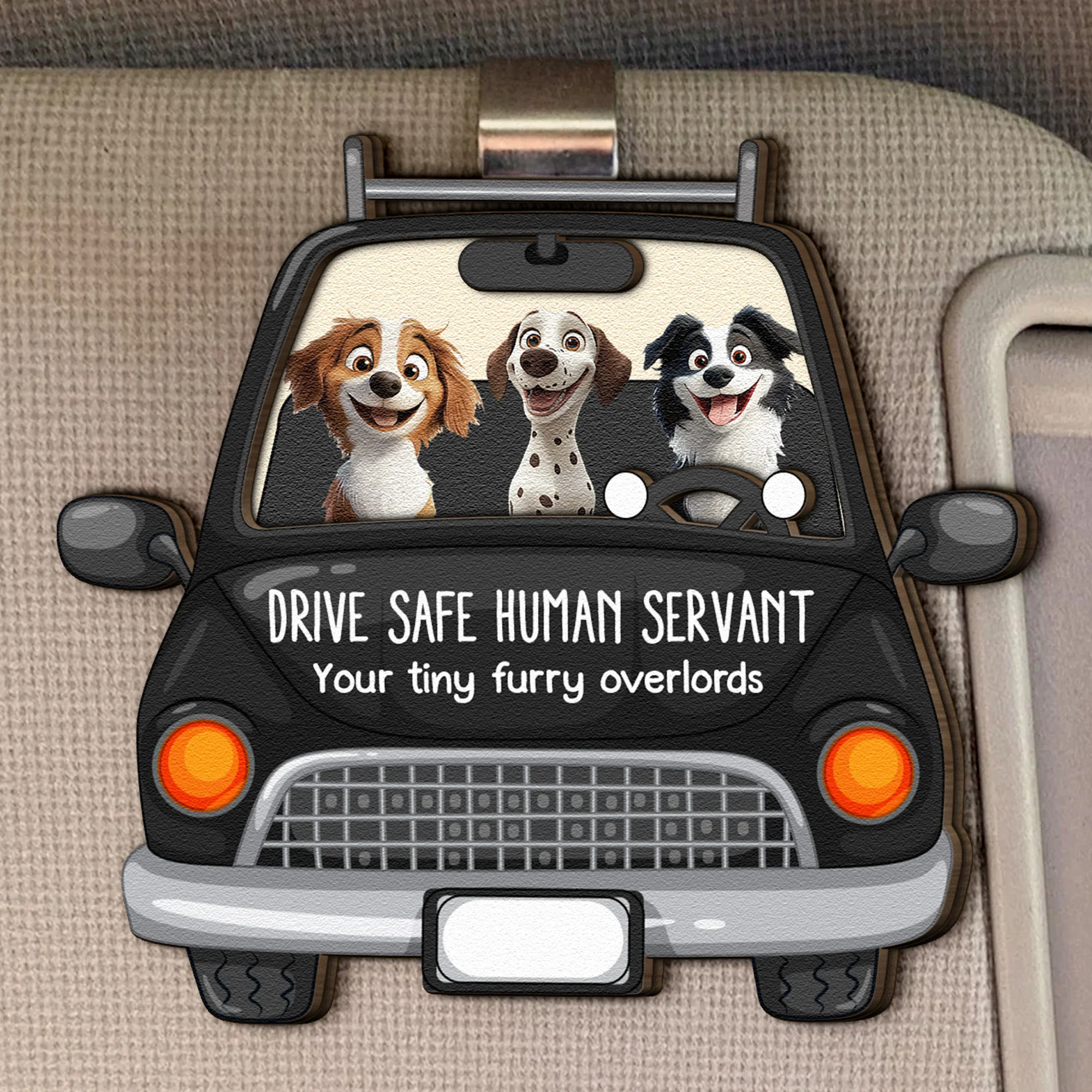 Personalized Dog Car Visor Clip - 'Drive Safe' Custom Pet Illustration Gift - Image 6