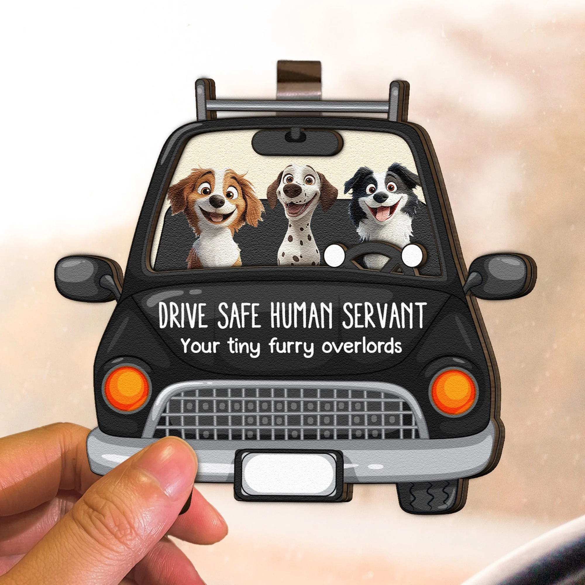 Personalized Dog Car Visor Clip - 'Drive Safe' Custom Pet Illustration Gift - Image 8