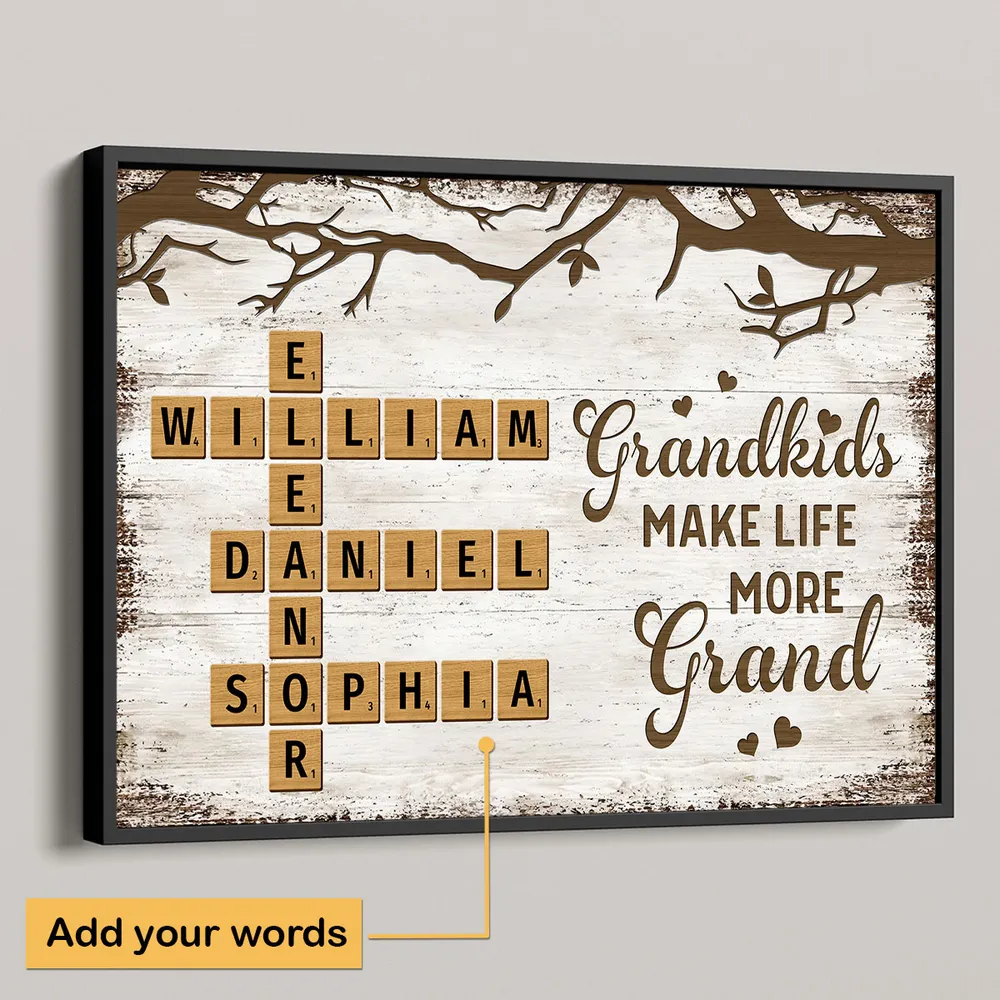Personalized Family Poster – Grandkids Make Life More Grand – Custom Scrabble-Inspired Poster with Family Names - Image 10
