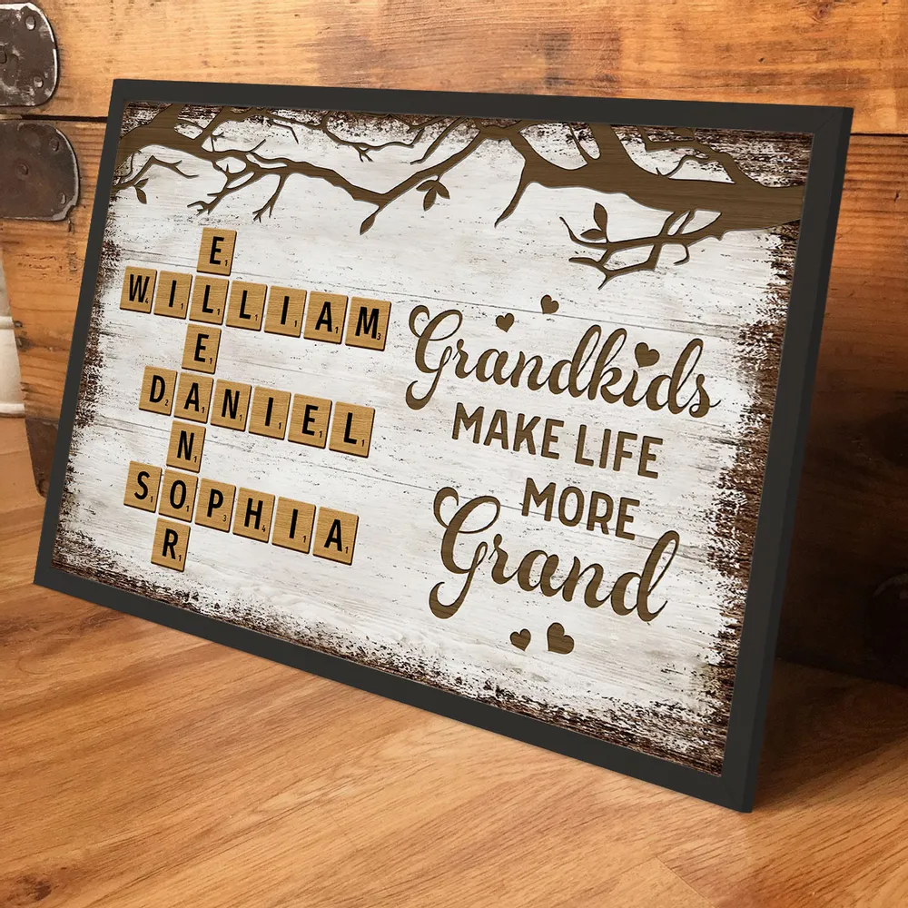 Personalized Family Poster – Grandkids Make Life More Grand – Custom Scrabble-Inspired Poster with Family Names - Image 11