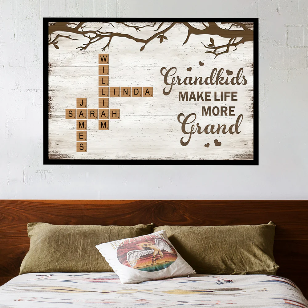 Personalized Family Poster – Grandkids Make Life More Grand – Custom Scrabble-Inspired Poster with Family Names - Image 3