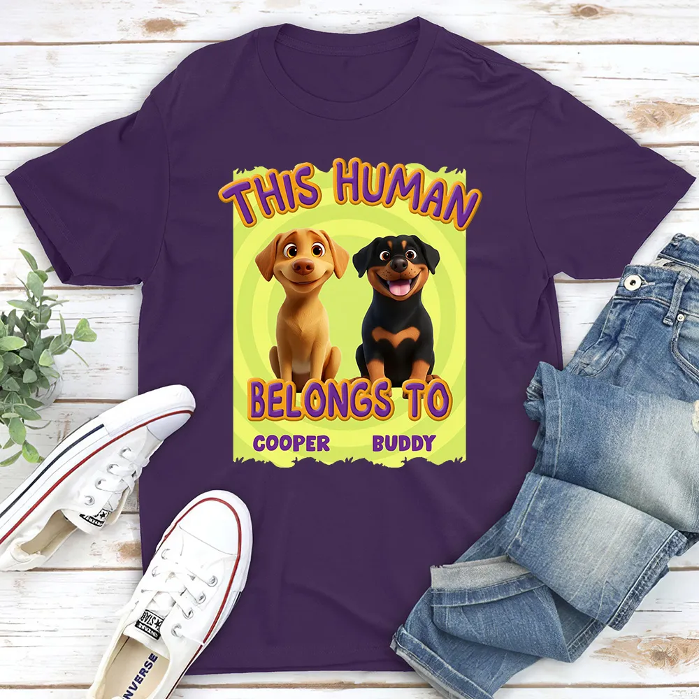 This Human Belongs to me - Funny Dog Lover Classic Tee, Women’s Tee, and Sweatshirt – Ideal Gift for Pet Owners - Image 5