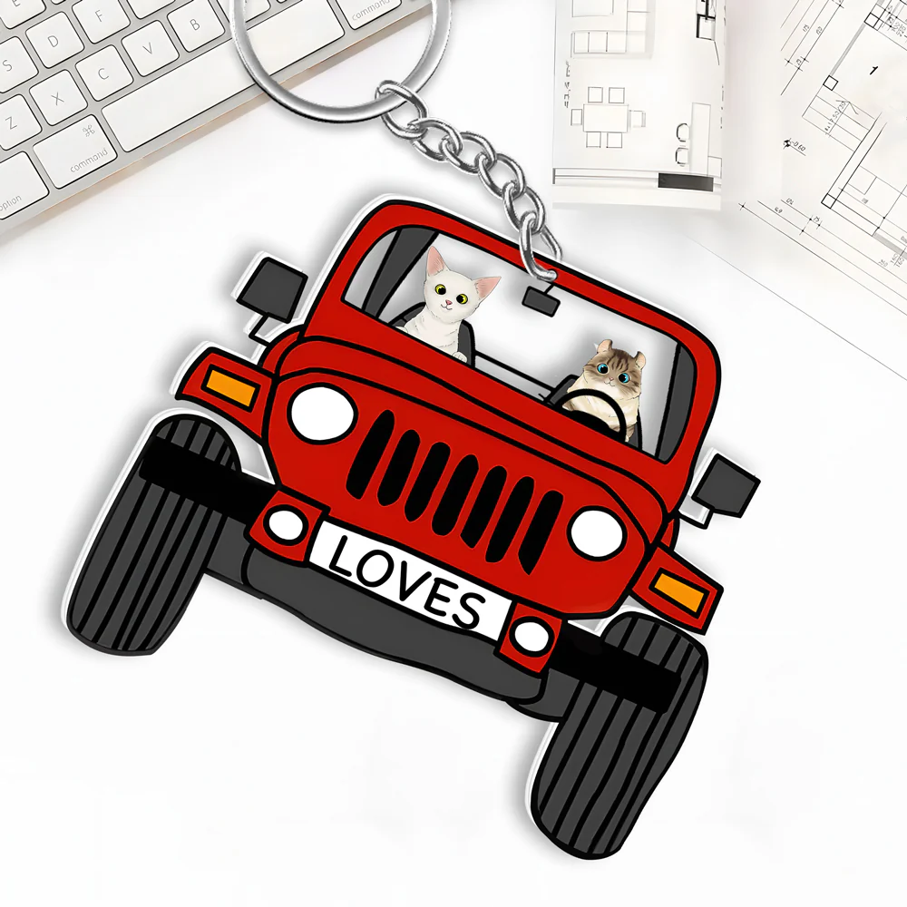 Customized Pet Car Keychain – Choose Dog, Cat, or Upload Your Own Image, Humorous Car Keychain for Pet Lovers - Image 2