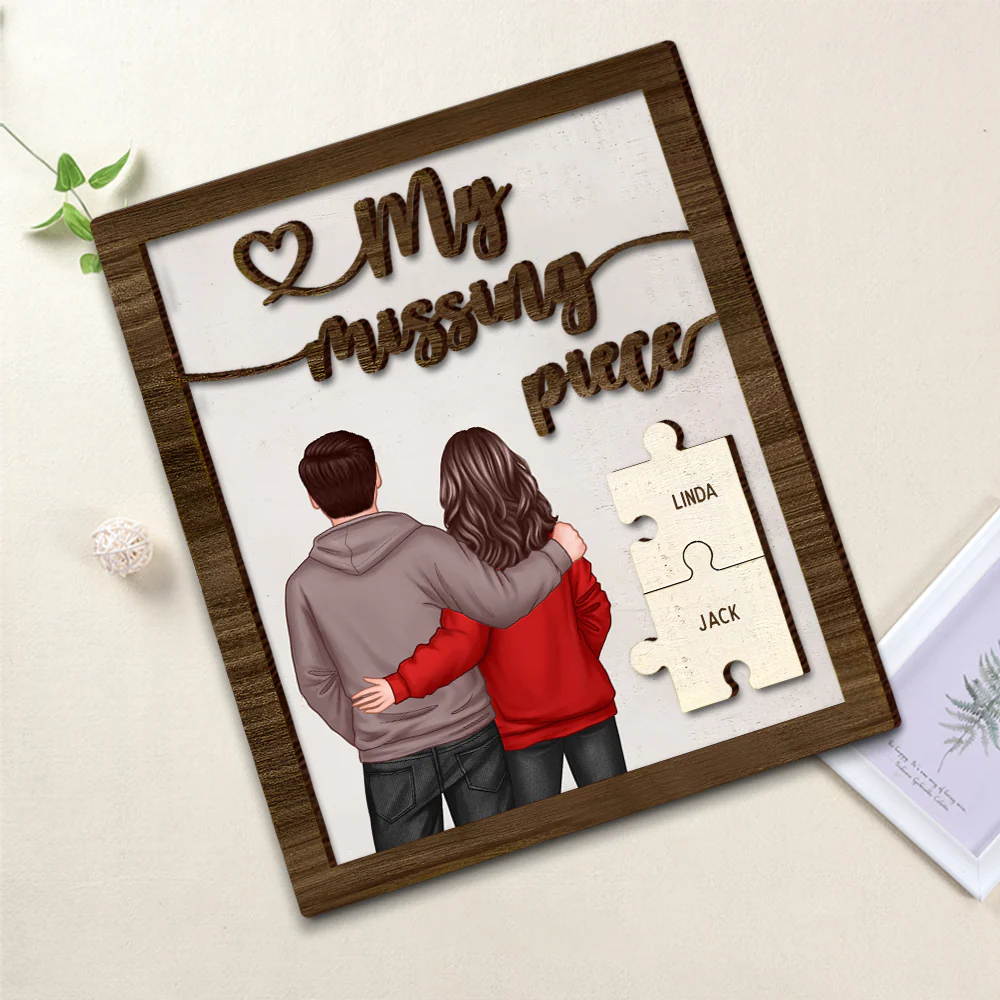 Personalized LED Wooden Plaque - Custom Couple Puzzle Names Gift - Image 2