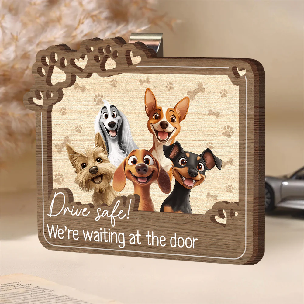 Drive Safe, We’re Waiting – Personalized Dog-Themed Car Visor Clip for Pet Owners - Image 3